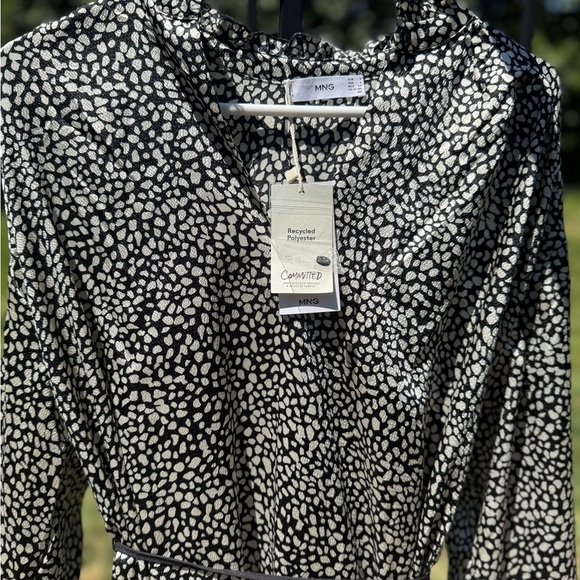 MANGO Elegant Animal Print Long Sleeved Maxi Dress Size 4 - Picture 11 of 15